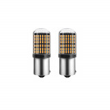 Set 2 LED PY21W BAU15S (1156) pentru pozitie 144SMD amber, China