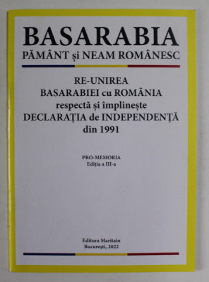 BASARABIA PAMANT SI NEAM ROMANESC , RE - UNIREA BASARABIEI CU ROMANIA ...2022 foto