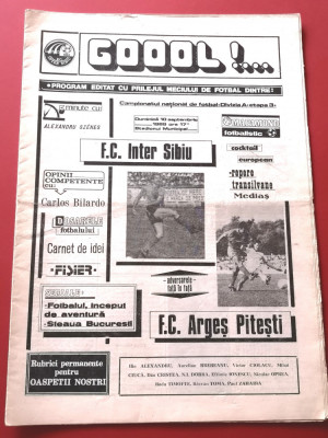 Program meci fotbal FC INTER SIBIU - FC ARGES (10.09.1989) foto