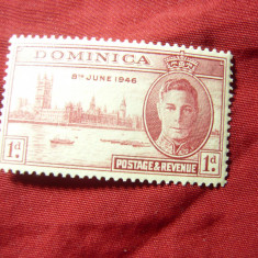 Timbru Dominica colonie britanica 1946 Rege George VI ,1p