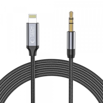 Cablu Audio Lightning - 3.5mm Tech-Protect Ultraboost, 1m, Negru foto