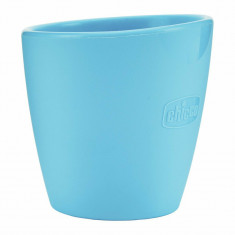 Cupa Din silicon, Chicco, Cu margine inclinata, Silicon, Fara BPA, 6 luni+, Albastru