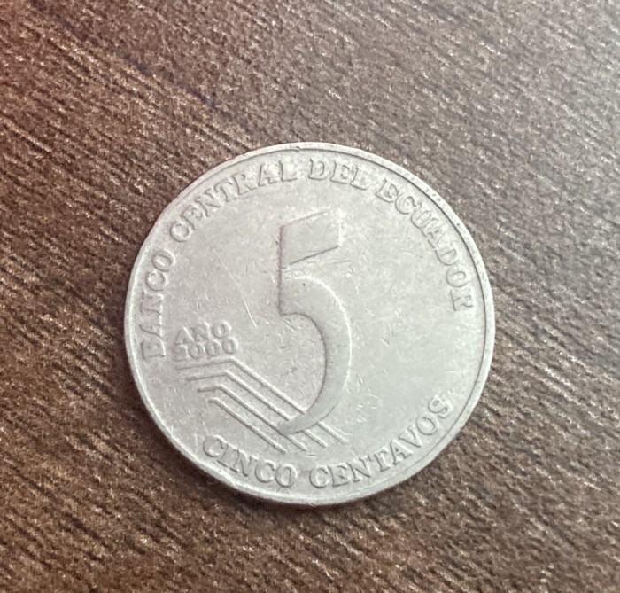 C50 - Moneda foarte veche - Ecuador - 5 centavos - 2000
