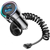 Incarcator Auto Joyroom JR-CL07, 60W, 3.4A, 1 x USB-A - 2 x USB-C, Negru