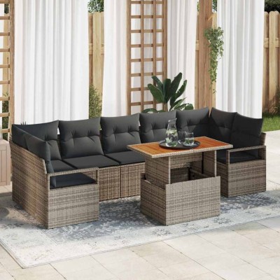 vidaXL Set de canapele pentru grădină 8 pcs Gri 100 x 55 x 73 cm foto