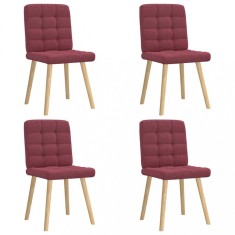 vidaXL Scaune de bucătărie, 4 buc., roșu vin, material textil