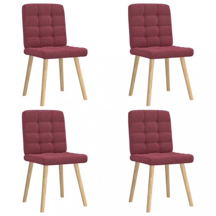 vidaXL Scaune de bucătărie, 4 buc., roșu vin, material textil
