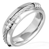 Inel din oțel cu funie celtică și margini &icirc;nclinate - Marime inel: 67