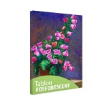 Tablou Fosforescent Campanule Roz, 30x20 cm, Canvas - Decoratiune de Perete Luminoasa