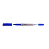 Marker permanent, slim, 2 capete, varf 1 mm/0.5 mm, albastru