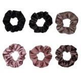 Set 6 Elastice de Păr Catifelate, Textura Ribbed, Negru, Maro și Roz, CMCLASS