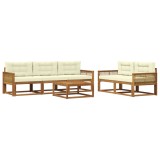 vidaXL Set de canapele de exterior cu pernă 6 pcs Natural și Crem 3382348