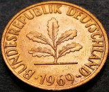 Moneda 2 PFENNIG F - GERMANIA, anul 1969 *cod 2818 A = UNC