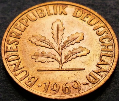 Moneda 2 PFENNIG F - GERMANIA, anul 1969 *cod 2818 A = UNC foto