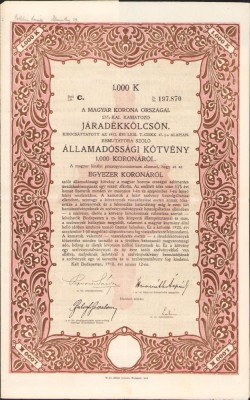 A647 Bon de stat austro-ungar la purtător, 1918 foto