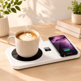 Cumpara ieftin Suport de cana cu incalzire electrica si incarcare Wireless, control de temperatura, Smart, gestionare optimizata a energiei, alb