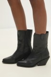 Answear Lab cizme de piele femei, culoarea negru, cu toc drept, izolare usoara
