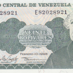 Bancnota Venezuela 20 Bolivares 1998 - P63f UNC