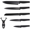 Set 5 cutite de bucatarie Navaris din otel inxoidabil, 1 cutit de curatat din ceramica, Negru, 48366.06.02