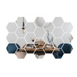 Set 24 hexagonale autocolante de perete tip oglinda, Axroad Mall, Rezistent la apa, Design interior, Usor de curatat si intretinut, Pentru acasa camer