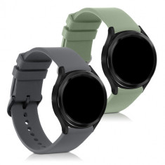 Set 2 curele pentru Samsung Galaxy Watch 4 Classic (46mm), Kwmobile, Gri/Verde, Silicon, 57421.02