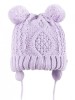 Căciulă de iarnă pentru fetite cu două pompoane, violet, legată (Marime, YO!