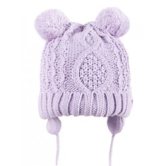 Căciulă de iarnă pentru fetite cu două pompoane, violet, legată (Marime