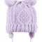 Căciulă de iarnă pentru fetite cu două pompoane, violet, legată (Marime
