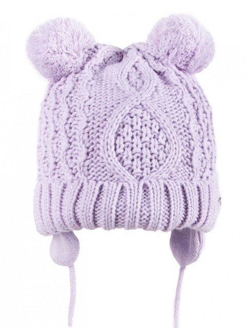 Căciulă de iarnă pentru fetite cu două pompoane, violet, legată (Marime