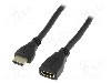 Cablu HDMI - HDMI, HDMI mufa, HDMI soclu, 2m, negru, ASSMANN - AK-330201-020-S