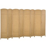 HOMCOM Separator de camere 8 părți pliabil, Divizor de spații, Divizor pentru sufragerie, Dormitor, Birou de acasă, Lemn natural | Aosom Romania