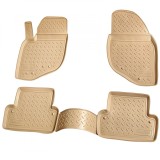 Set de 4 covorase bej cauciuc 3D stil tavita premium pentru Volvo S60 2000-2009, V70/XC70 2000-2007, S80 1998-2006, Recambo