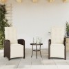 Set 2 Scaune Gradina Rabatabile vidaXL, Poliratan Maro, Spatar Reglabil + Perne Incluse