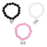 Set Brățări Copii, Model Ursuleț Inimă Unicorn, Multicolor, 3 Bucăți, Oem