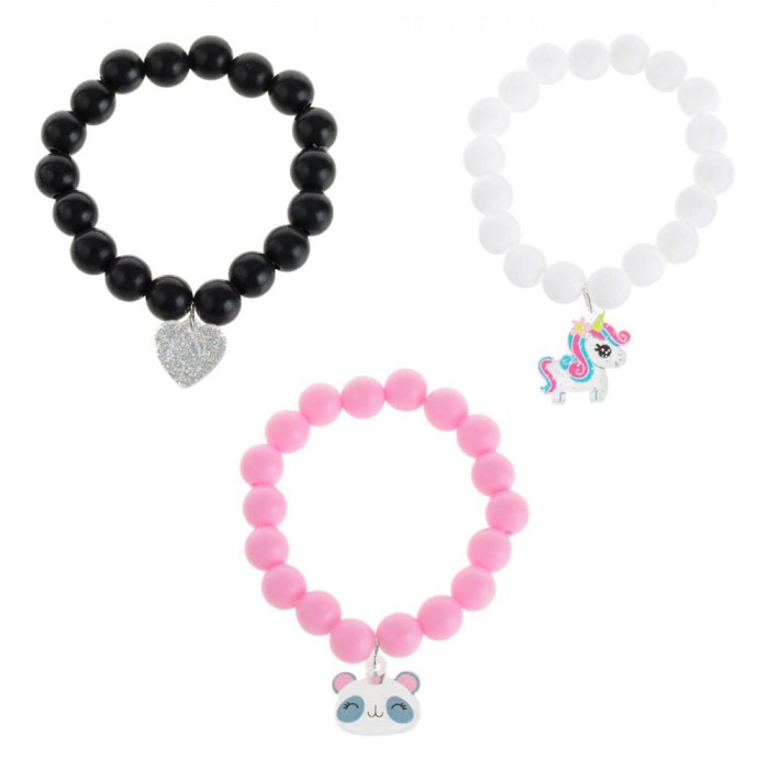 Set Brățări Copii, Model Ursuleț Inimă Unicorn, Multicolor, 3 Bucăți