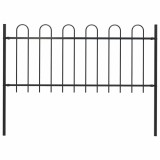 vidaXL Gard de grădină cu v&acirc;rf curbat, negru, 1,8 m, oțel