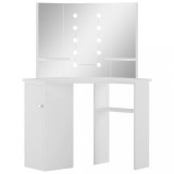 Cumpara ieftin Masa pentru machiaj de colt cu lumini LED, alb