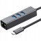 Adaptor Retea Co2&trade; Usb-C Ethernet Gigabit 1000 Mbps, 3X Usb 3.0, Plug&amp;amp;Play, Carcasa Aluminiu, Compatibil Windows Mac Linux, Gri Spatial