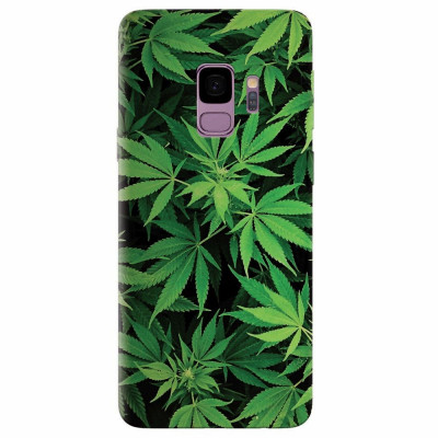 Husa silicon pentru Samsung S9, Green Leaf Pattern foto