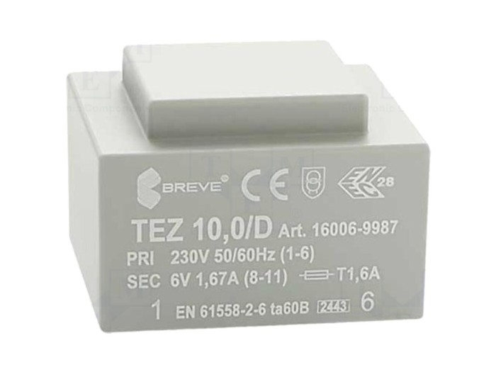 Transformator &icirc;ncapsulat 10VA 230V 6V