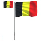Cumpara ieftin Steag Belgia si stalp din aluminiu, 5,55 m