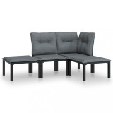 Cumpara ieftin Set mobilier de gradina, 4 piese, negru si gri, poliratan