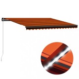 Cumpara ieftin Copertină retractabilă manual LED portocaliu/maro, 450 x 300 cm