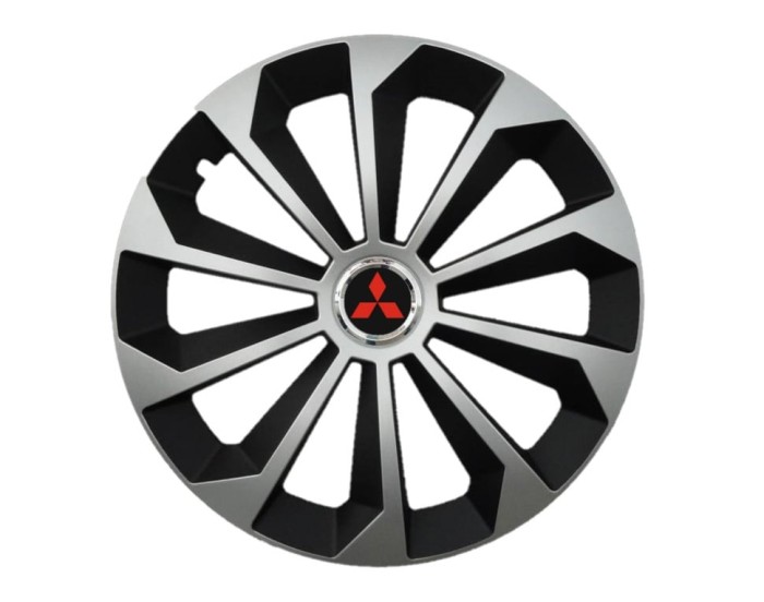 Set 4 capace roti Fame Gri-Negru cu inel R14, pentru gama auto Mitsubishi