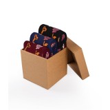 Cutie cu 3 perechi de șosete din bumbac cu cranii și trandafiri - burgund, blugi, negru 35-38