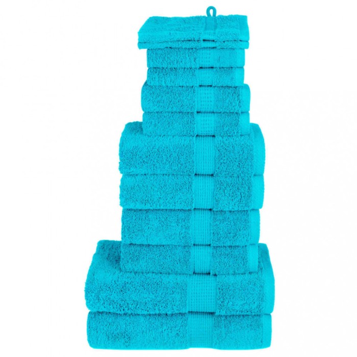 Set de prosoape premium SOLUND, 12 piese, turcoaz, 600 g/m&sup2;
