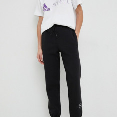 adidas by Stella McCartney pantaloni de trening femei, culoarea negru, uni HR2208