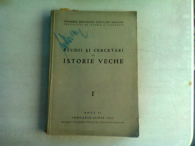 STUDII SI CERCETARI DE ISTORIE VECHE , VOL I/1951 foto