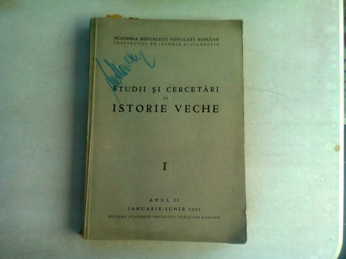 STUDII SI CERCETARI DE ISTORIE VECHE , VOL I/1951