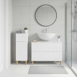 Cumpara ieftin Set de dulapuri pentru baie, 2 piese DELFT Alb foarte lucios